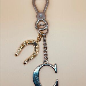 Lauren Ralph Lauren Gold and Silver Horseshoe Keychain